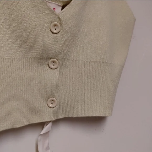 Boho Butter Yellow Ribbed Knit Cropped Tank Top Size S - Picture 2 of 8